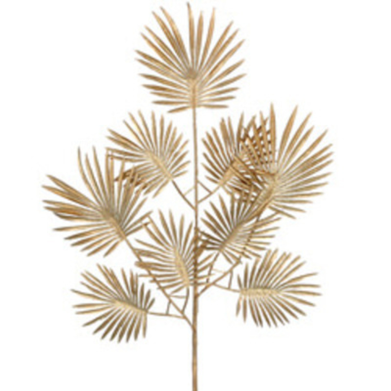 Matt Gold acrylic Palm Leaf artifical spray. Made by London based designer Gisela Graham who designs really beautiful and unusual Christmas decorations and gifts for your home.Ê Would be suitable to decorate a Christmas garland or Christmas door wreath or suitable to use as a craft project over Christmas. Would also look lovely in a vase. Remember Booker Flowers and Gifts for Gisela Graham Christmas Decorations.